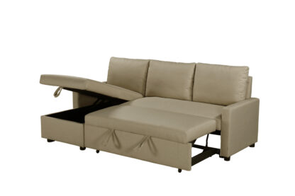 Coltar extensibil Ami, material textil, maro, 203x130x88 cm - imagine 2
