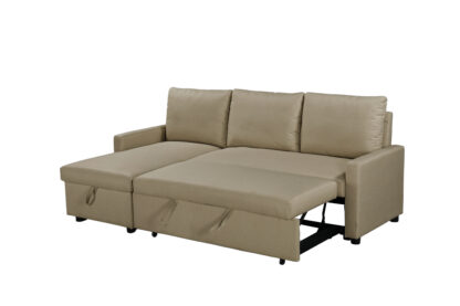 Coltar extensibil Ami, material textil, maro, 203x130x88 cm - imagine 3