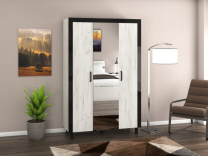 Dressing Omega, Alb murdar, Cu oglinda, 130x202x52 cm, PAL