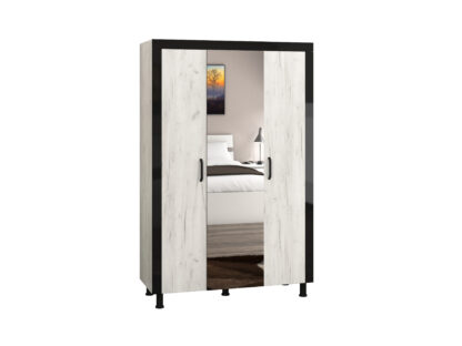 Dressing Omega, Alb murdar, Cu oglinda, 130x202x52 cm, PAL - imagine 2
