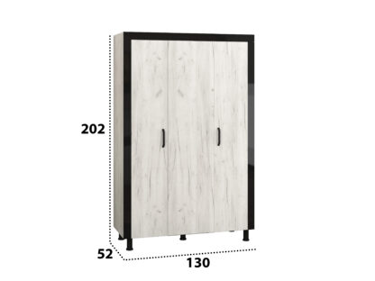 Dressing Omega, Alb murdar, 130x202x52 cm, PAL - imagine 3