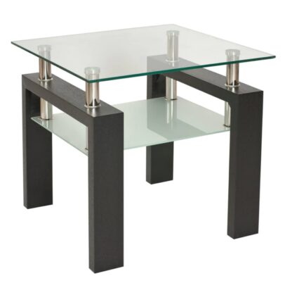 Masa Cafea MC-05, 60x55x60 cm, Sticla Securizata, MDF, Wenge