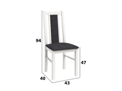 Scaun din lemn masiv de fag tapitat cu stofa S-38 Boss14 B24B, alb - imagine 5