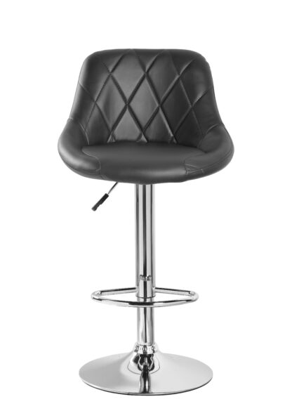 Scaun bar, S-202, Negru, 46x106x47 cm, Piele Ecologica - imagine 2