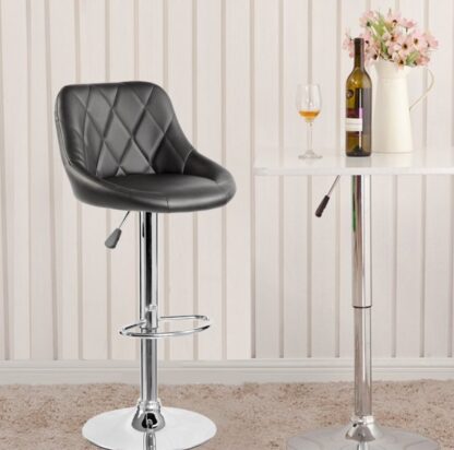 Scaun bar, S-202, Negru, 46x106x47 cm, Piele Ecologica - imagine 5