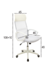 Scaun birou S-191, 116x45x49 cm, Alb, Material Textil - imagine 7