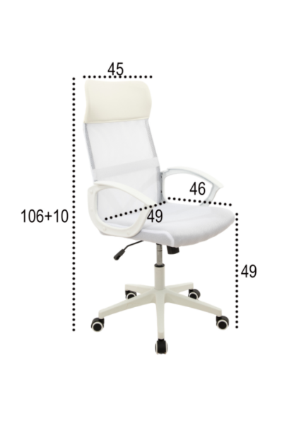Scaun birou S-191, 116x45x49 cm, Alb, Material Textil - imagine 7