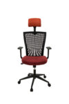 Scaun birou S-198, 129x49.5x50 cm, Negru/Rosu, Material Textil