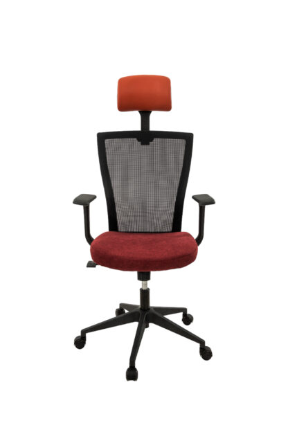 Scaun birou S-198, 129x49.5x50 cm, Negru/Rosu, Material Textil