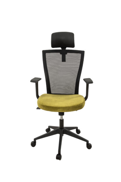 Scaun birou S-198, 129x49.5x50 cm, Negru/Verde, Material Textil