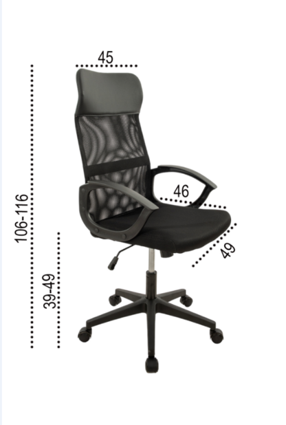 Scaun birou S-192, 116x45x49 cm, Negru, Material Textil - imagine 7
