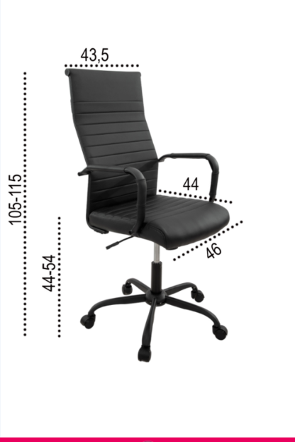 Scaun birou S-193, 115x43.5x46 cm, Negru, Piele Ecologica - imagine 7