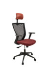 Scaun birou S-198, 129x49.5x50 cm, Negru/Rosu, Material Textil - imagine 2