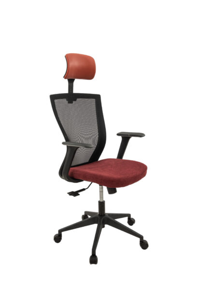 Scaun birou S-198, 129x49.5x50 cm, Negru/Rosu, Material Textil - imagine 2