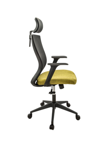 Scaun birou S-198, 129x49.5x50 cm, Negru/Verde, Material Textil - imagine 3