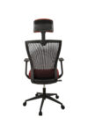 Scaun birou S-198, 129x49.5x50 cm, Negru/Rosu, Material Textil - imagine 5
