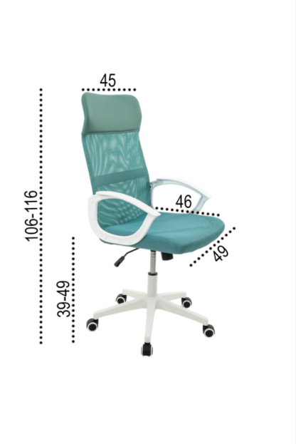 Scaun birou S-191, 116x45x49 cm, Turcoaz, Material Textil - imagine 6