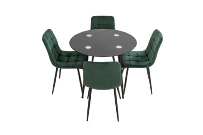 Set Masa MB-87, Negru, 90x75 cm, cu 4 Scaune S-205 Verde, 88x43x48 cm - imagine 2