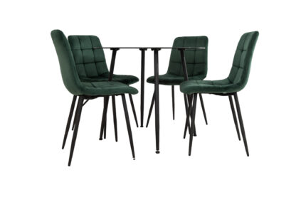 Set Masa MB-87, Negru, 90x75 cm, cu 4 Scaune S-205 Verde, 88x43x48 cm - imagine 4