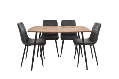 Set Masa MB-88, Stejar, 120x75x80 cm, cu 4 Scaune S-206 Gri, 88x43x48 cm - imagine 2