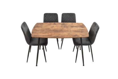 Set Masa MB-88, Stejar, 120x75x80 cm, cu 4 Scaune S-206 Gri, 88x43x48 cm