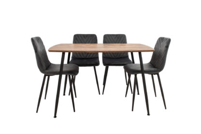 Set Masa MB-88, Stejar, 120x75x80 cm, cu 4 Scaune S-206 Gri, 88x43x48 cm - imagine 3
