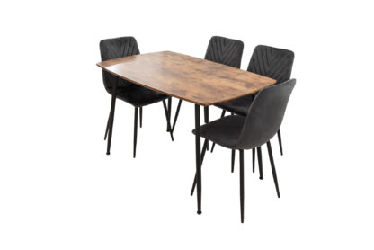Set Masa MB-88, Stejar, 120x75x80 cm, cu 4 Scaune S-206 Gri, 88x43x48 cm - imagine 4