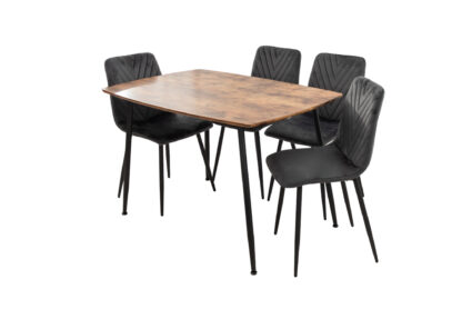 Set Masa MB-88, Stejar, 120x75x80 cm, cu 4 Scaune S-206 Gri, 88x43x48 cm - imagine 5