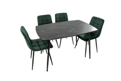 Set Masa MB-88, Negru,120x75x80 cm, cu 4 Scaune S-205 Verde, 88x43x48 cm - imagine 3