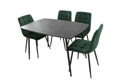 Set Masa MB-88, Negru,120x75x80 cm, cu 4 Scaune S-205 Verde, 88x43x48 cm - imagine 4