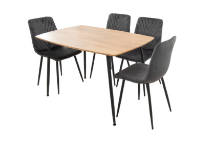 Set Masa MB-88, Sonoma, 120x75x80 cm, cu 4 Scaune S-206 Gri, 88x43x48 cm - imagine 3