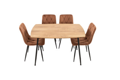 Set Masa MB-88, Sonoma, 120x75x80 cm, cu 4 scaune S-207 Maro, 88x43x48 cm