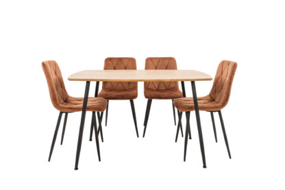 Set Masa MB-88, Sonoma, 120x75x80 cm, cu 4 scaune S-207 Maro, 88x43x48 cm - imagine 3