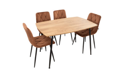 Set Masa MB-88, Sonoma, 120x75x80 cm, cu 4 scaune S-207 Maro, 88x43x48 cm - imagine 4