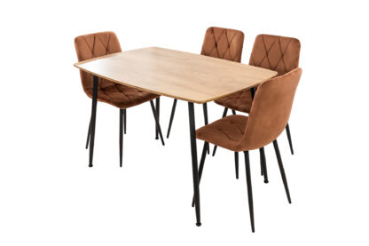 Set Masa MB-88, Sonoma, 120x75x80 cm, cu 4 scaune S-207 Maro, 88x43x48 cm - imagine 5