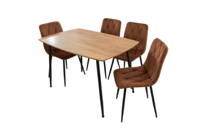 Set Masa MB-88, Sonoma, 120x75x80 cm, cu 4 scaune S-207 Maro, 88x43x48 cm - imagine 6