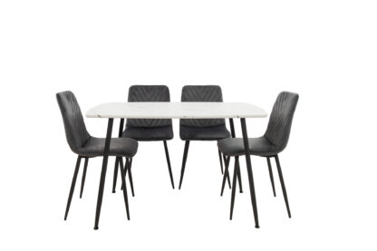 Set Masa MB-88, Alb, 120x75x80 cm, cu 4 Scaune S-206 Gri, 88x43x48 cm - imagine 2