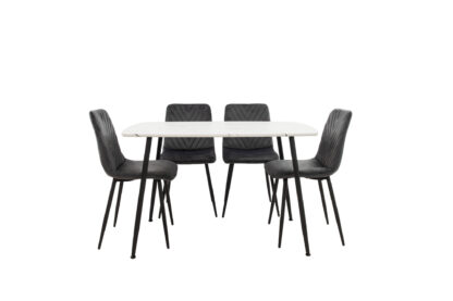 Set Masa MB-88, Alb, 120x75x80 cm, cu 4 Scaune S-206 Gri, 88x43x48 cm - imagine 3