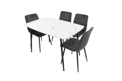Set Masa MB-88, Alb, 120x75x80 cm, cu 4 Scaune S-206 Gri, 88x43x48 cm - imagine 4