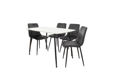 Set Masa MB-88, Alb, 120x75x80 cm, cu 4 Scaune S-206 Gri, 88x43x48 cm - imagine 5