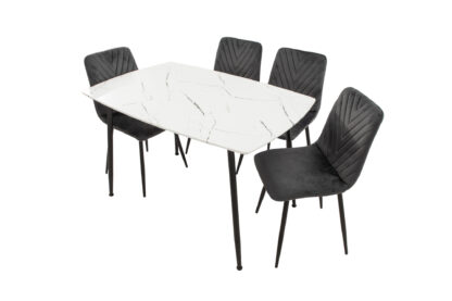 Set Masa MB-88, Alb, 120x75x80 cm, cu 4 Scaune S-206 Gri, 88x43x48 cm - imagine 6