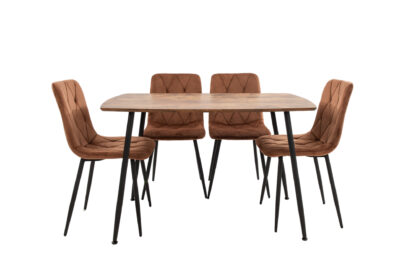 Set Masa MB-88, Stejar, 120x75x80 cm, cu 4 scaune S-207 Maro, 88x43x48 cm - imagine 2