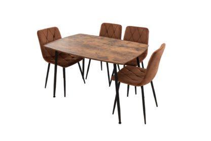 Set Masa MB-88, Stejar, 120x75x80 cm, cu 4 scaune S-207 Maro, 88x43x48 cm - imagine 3