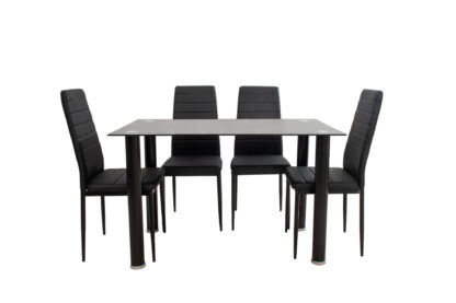 Set Masa cu 4 Scaune MBS-33, Negru, 120x75x70 cm - imagine 2