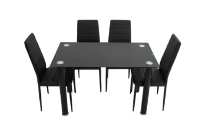 Set Masa cu 4 Scaune MBS-33, Negru, 120x75x70 cm - imagine 3