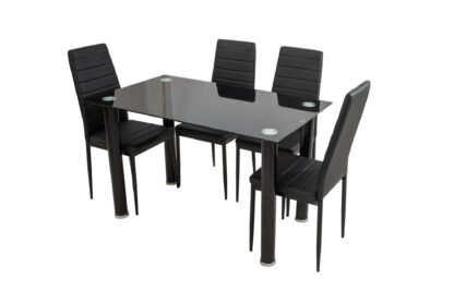 Set Masa cu 4 Scaune MBS-33, Negru, 120x75x70 cm - imagine 4