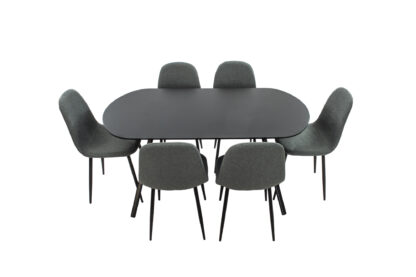 Set Masa cu 6 Scaune MBS-32, Gri, 150x75x80 cm - imagine 2