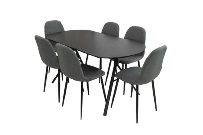 Set Masa cu 6 Scaune MBS-32, Gri, 150x75x80 cm - imagine 3