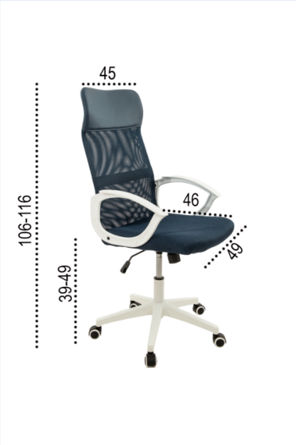 Scaun birou S-191, 116x45x49 cm Albastru, Material Textil - imagine 7