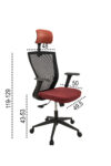Scaun birou S-198, 129x49.5x50 cm, Negru/Rosu, Material Textil - imagine 7